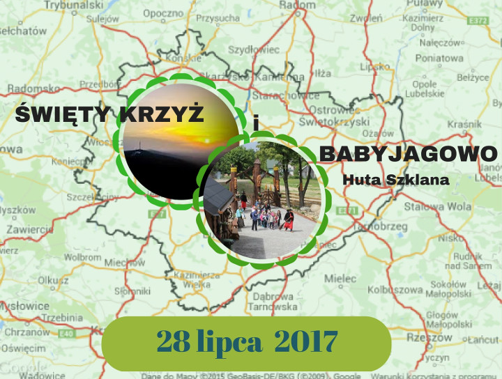 Mapa fragmentu Województwa Świętokrzyskiego z zaznaczonym Świętym Krzyżem i BabyJagowo images